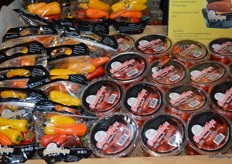 Two new products from Red Sun Farms: Sweetpops and Sweetpeps. Sweetpops are greenhouse grown tomatoes available in 10 oz. and 1.5 lb. topseal packaging. They were launched at last year’s PMA Fresh Summit. Just last month at SEPC the company launched its Sweetpeps: an 8 oz. bag with sweet peppers.